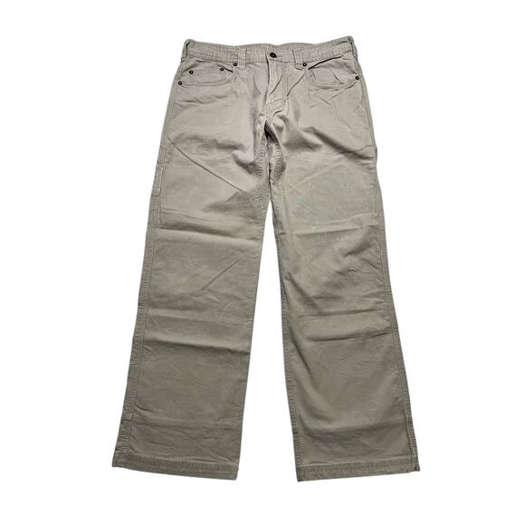 PrAna Pants Mens Sz 33x30 Tan Breathe Hiking Fishing Straight Cotton Canvas Y2K - Picture 2 of 12